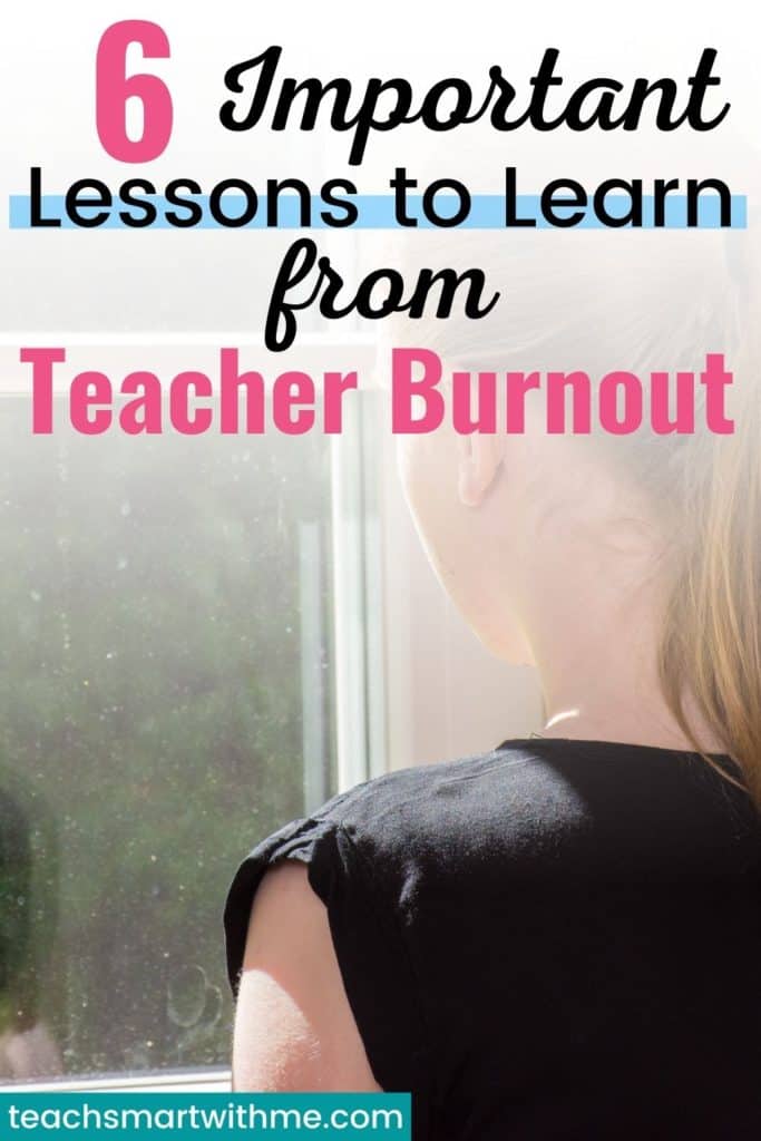 6 Important Lessons to Learn from Teacher Burnout - A lady looking at her reflection in the window. Reflecting on lessons to learn,.