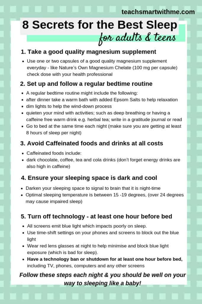 tips to get the best nights sleep free printable