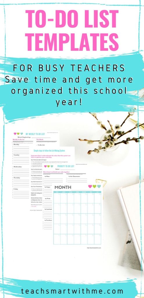 Free to-list templates for teachers blog post image - four pretty templates overlaid on a desk